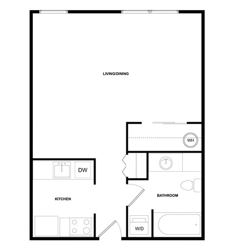 a floor plan of a 1 bedroom apartment
